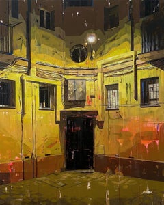 "Rue Ferrobús" Peinture originale à l'huile et à l'acrylique