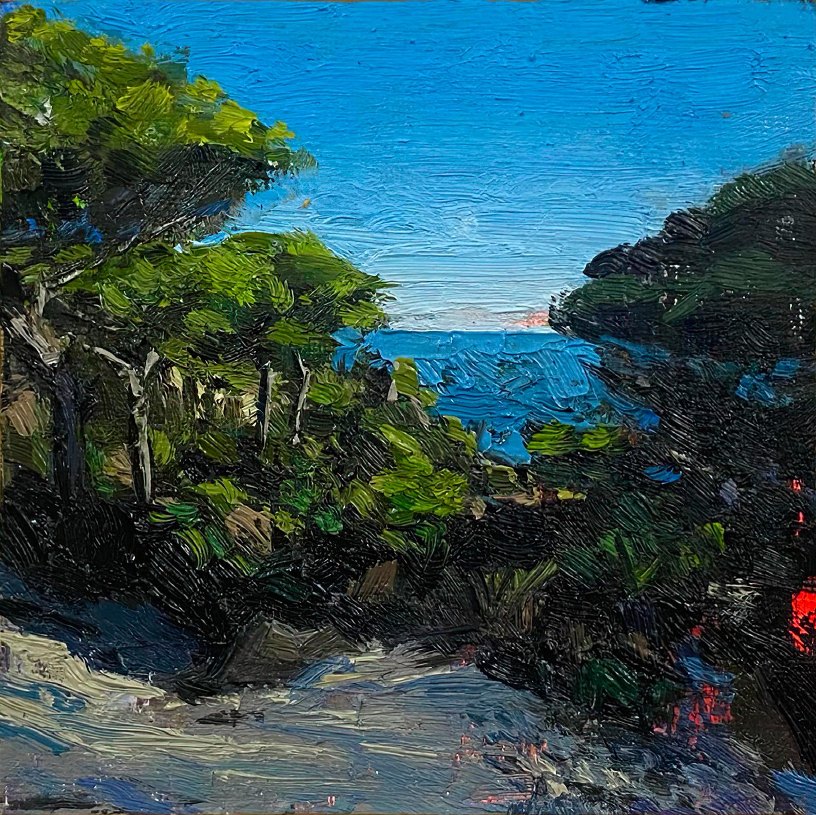 Conrado López Figurative Painting - "Matalascañas Beach" Original Oil and Acrylic Painting