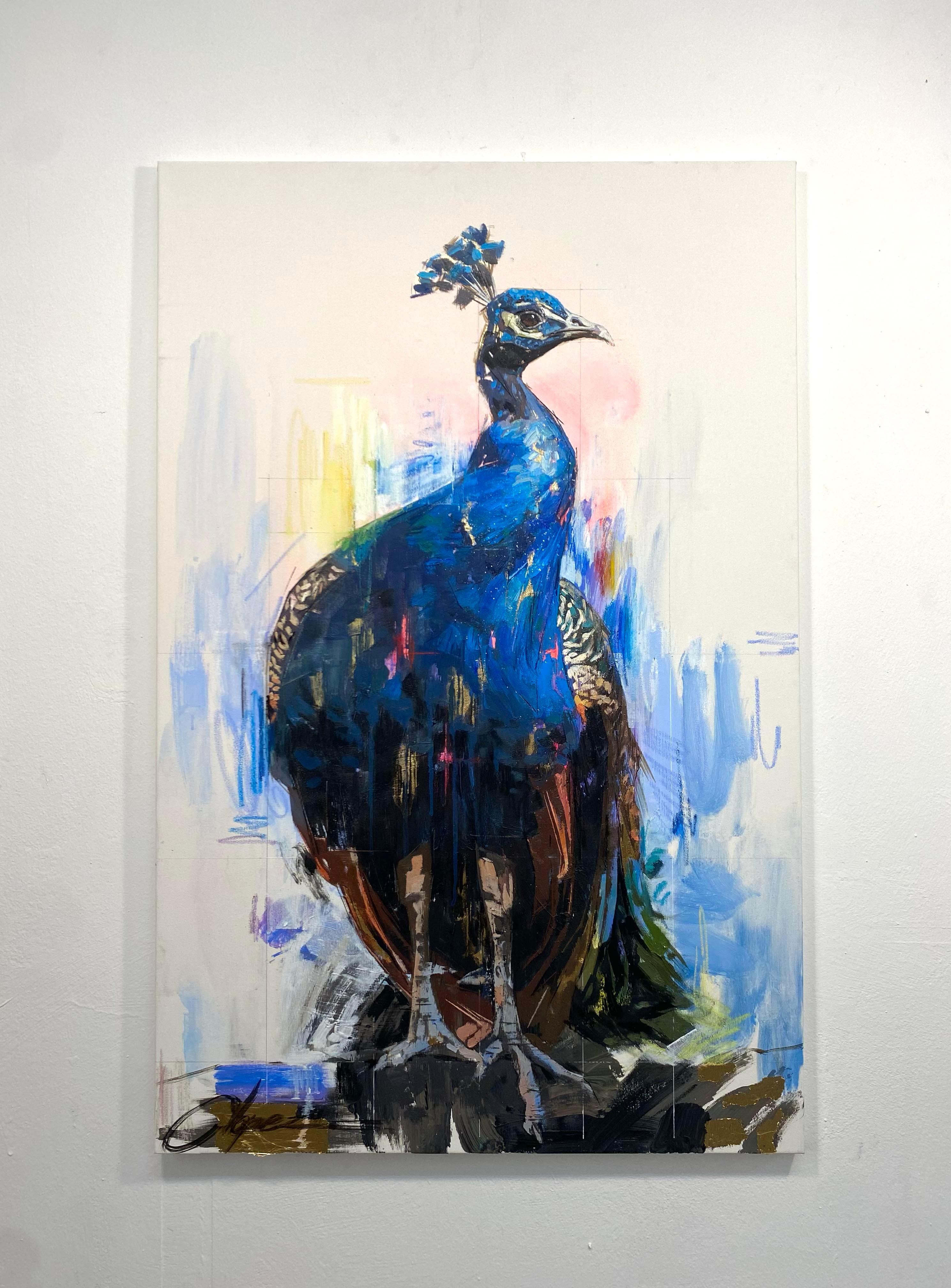 Originales Öl- und Acrylgemälde „Peacock“ (Realismus), Painting, von Conrado López