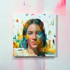 "Retrato II" - Pintura figurativa contemporánea expresiva en técnica mixta 2024