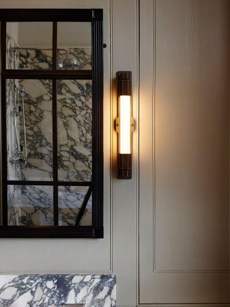 Brass The Jamb Conroy Nickel Wall Light Sconce in the Art Deco Style For Sale