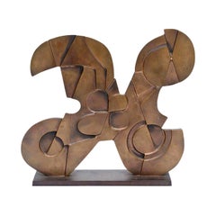 Consagra Signed Vintage Abstract Modernist and Cubist Bronze Sculpture Italian