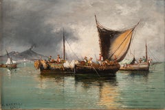 "Napoli", 19th Century Bay of Naples, Oil on Canvas