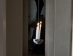 Organic Shape White Quarry Stone Candleholder by Andres Monnier