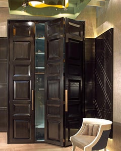 Conservatorio Living Armchair In Green Silk Velvet & White Parchment Lacquering