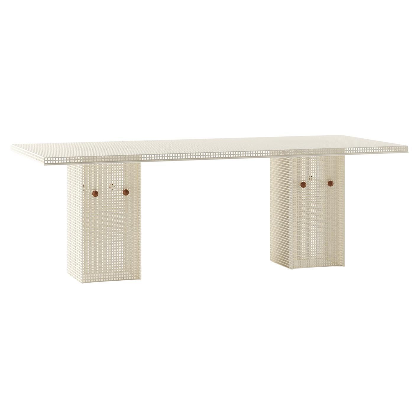 Conservatory Large Outdoor Dining Table in Stainless Steel Powder Coated White