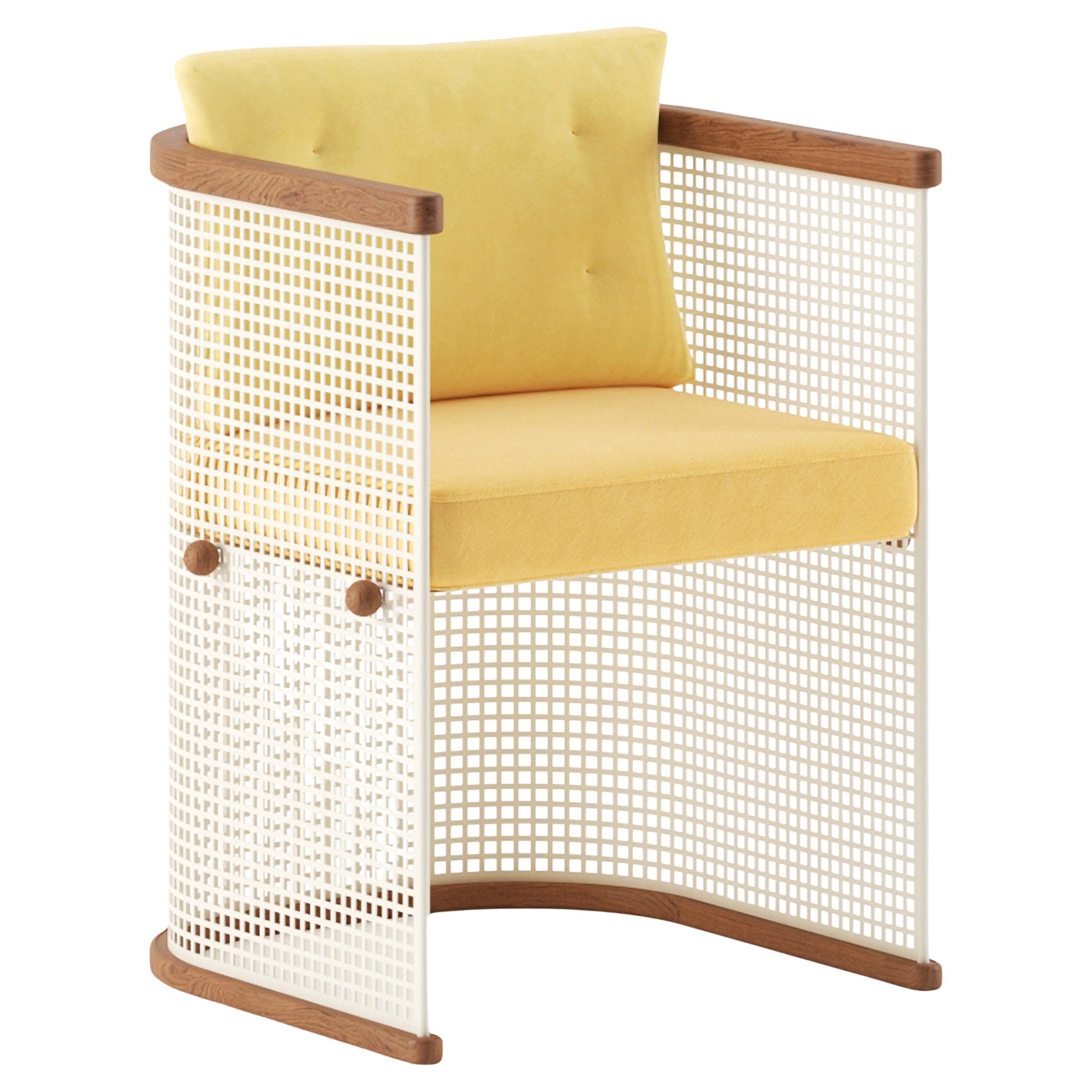 Conservatory Outdoor Chair in Stainless Steel Powder Coated White with Cushions