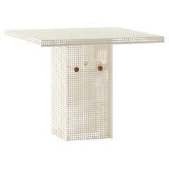 Table de salle à manger d
extérieur pour véranda en acier inoxydable peint par poudrage en blanc