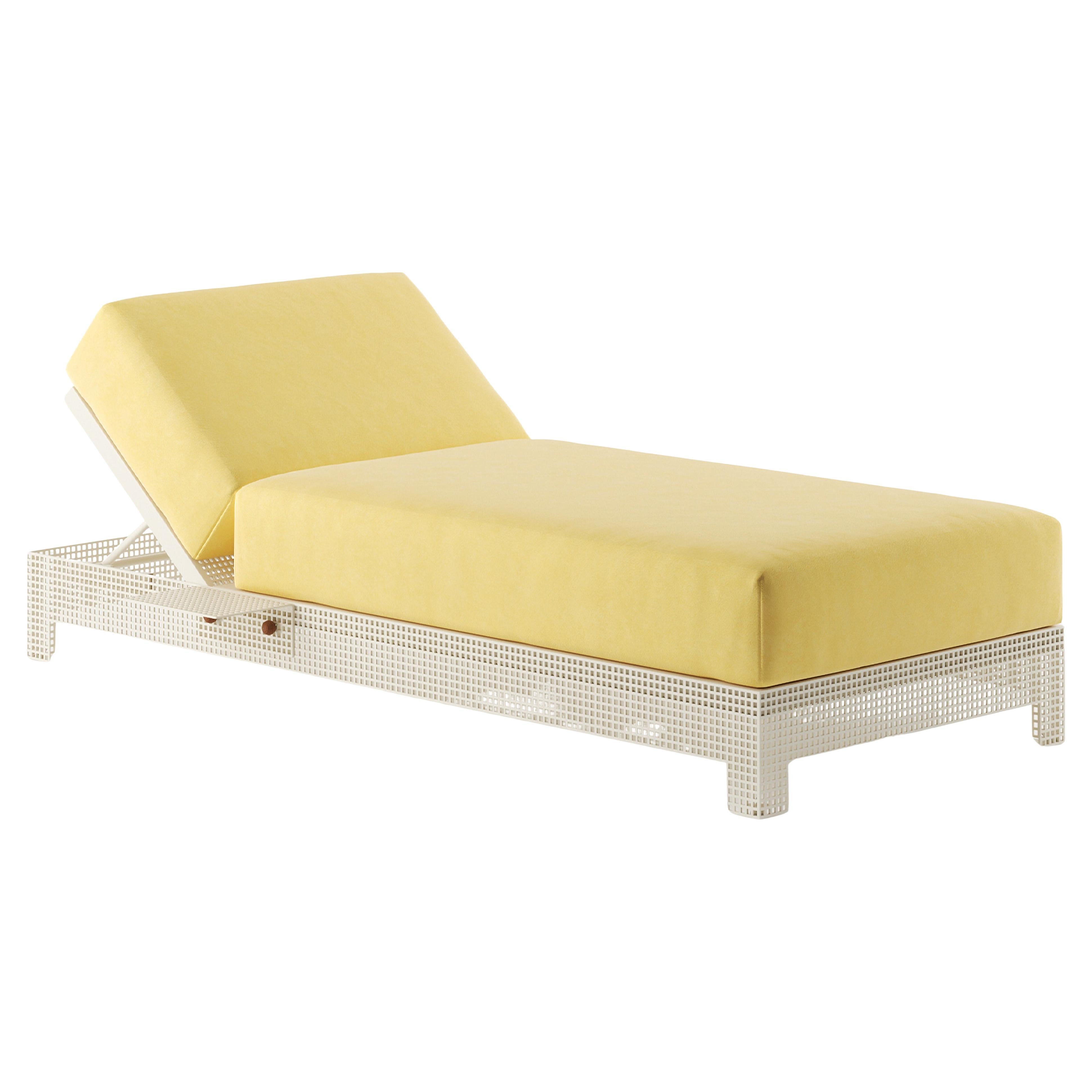 Tumbona de Invernadero de Acero Inoxidable Pintado en Polvo Blanco con Cojín