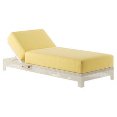 Tumbona de Invernadero de Acero Inoxidable Pintado en Polvo Blanco con Cojín