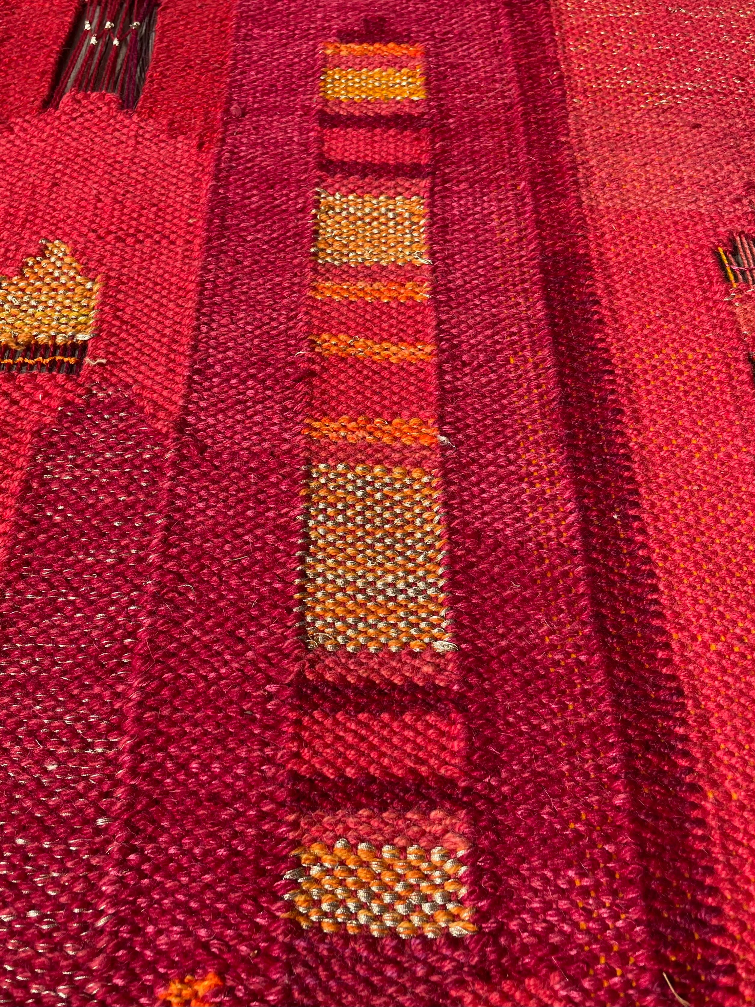 Considerable Large Handwoven Swedish Red Color Range Tapestry by Irma Kronlund For Sale 1