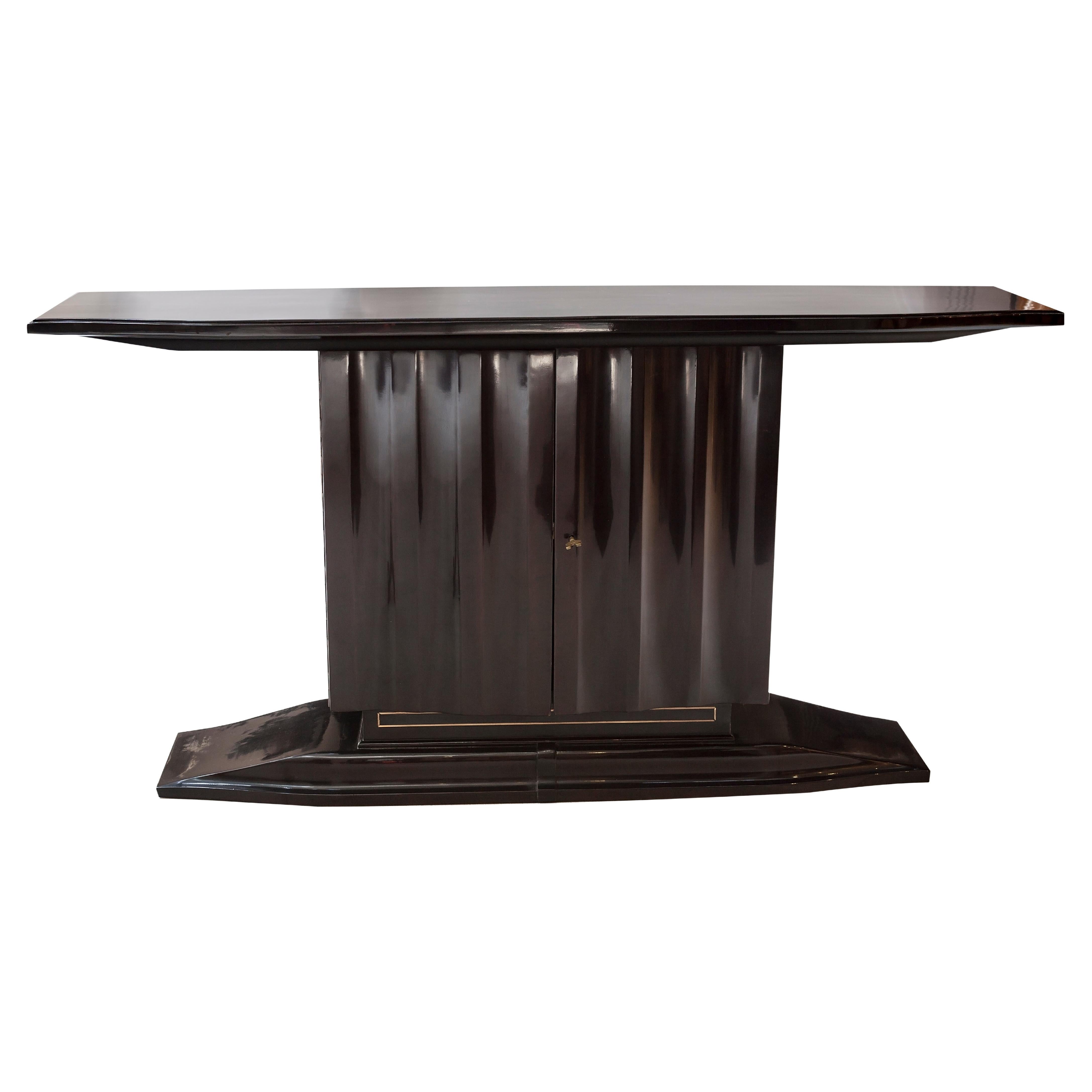 Consol with Bar, France, Art Deco in Wood and bronze, 1920 For Sale