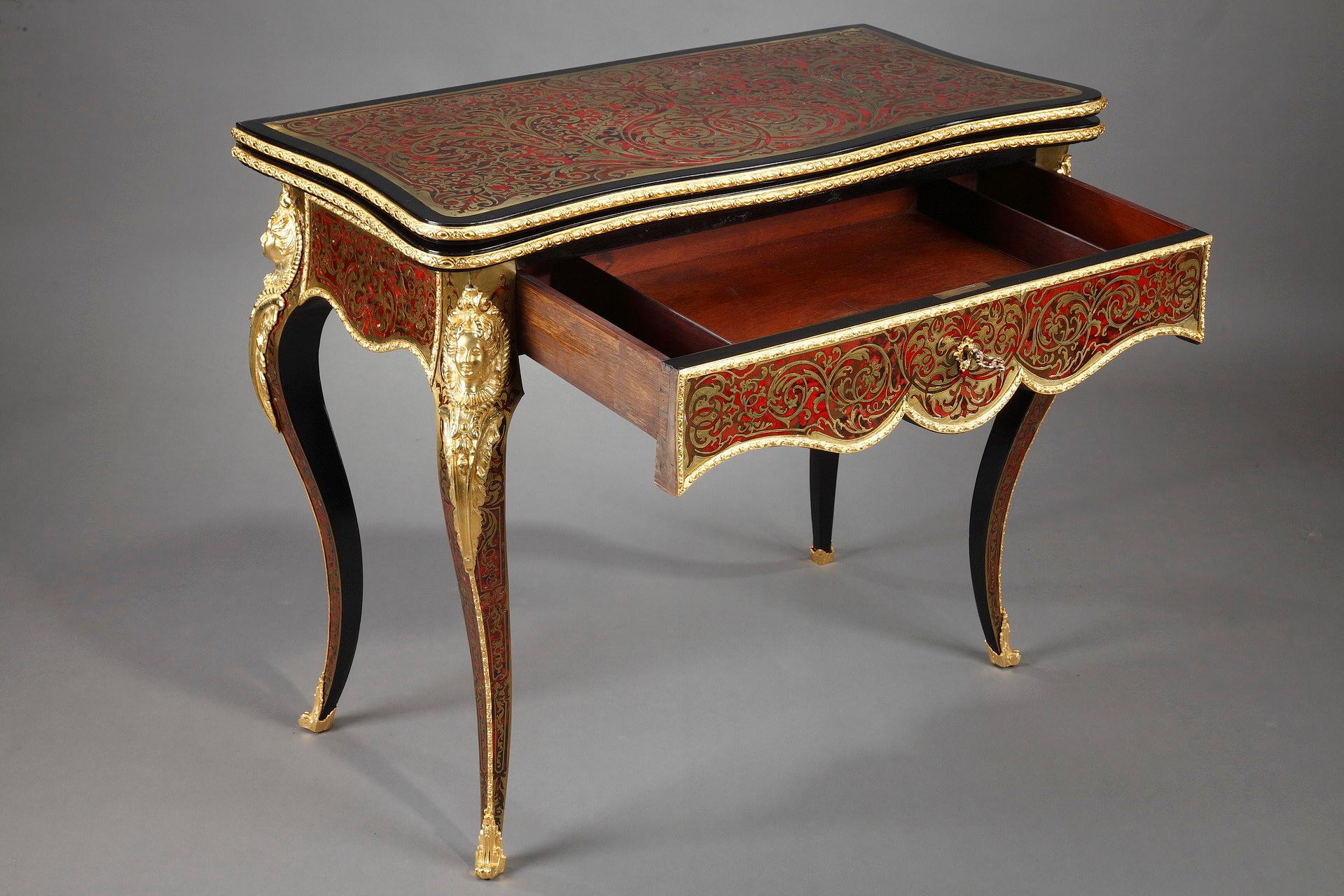 Console and Game Table in Boulle Marquetry For Sale 2