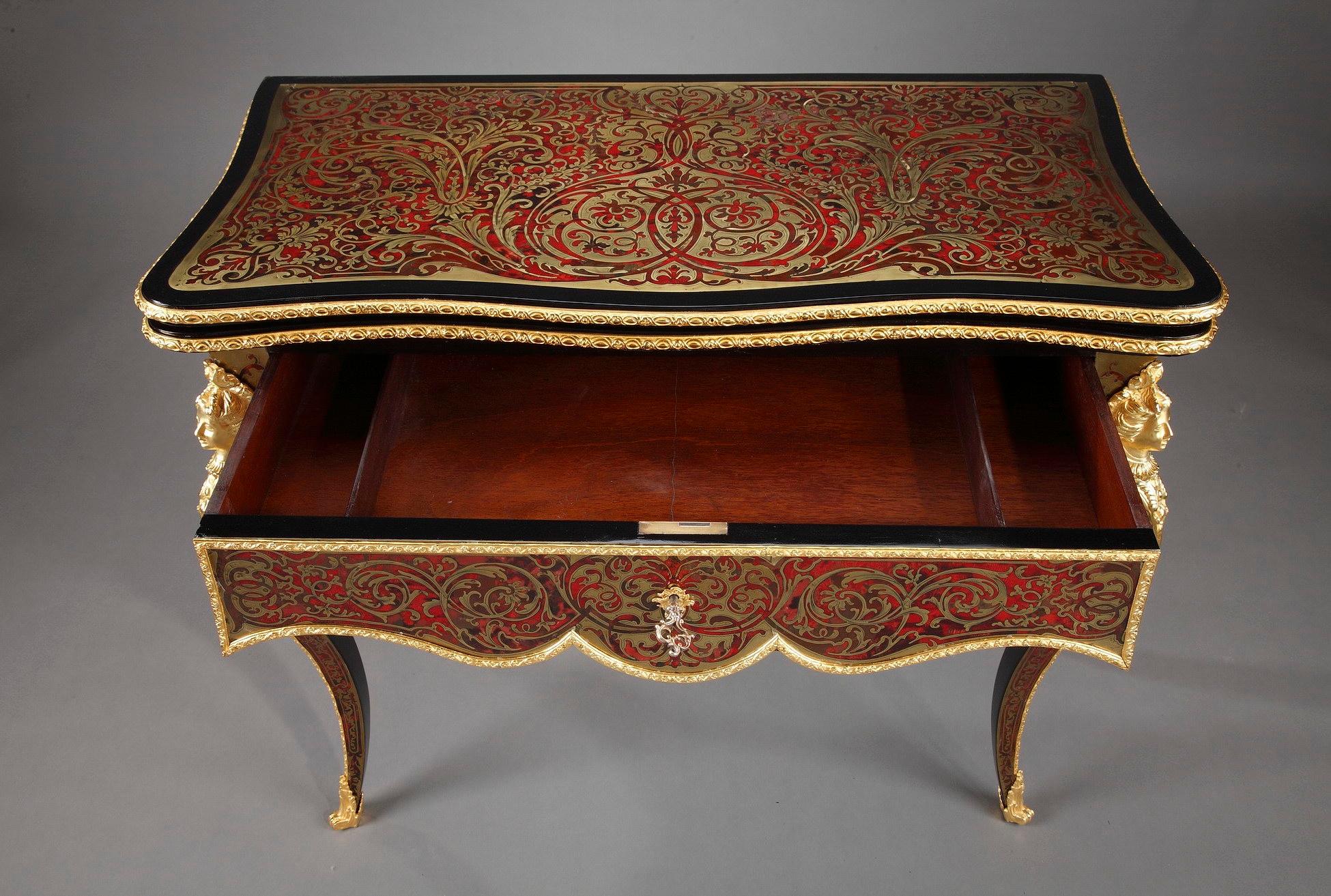 Console and Game Table in Boulle Marquetry For Sale 3