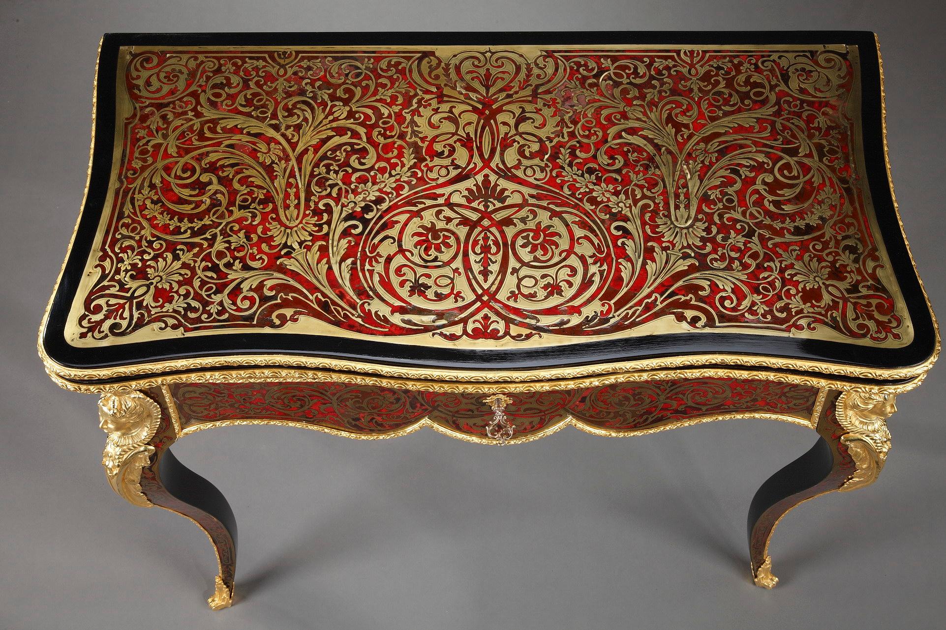 Console and Game Table in Boulle Marquetry For Sale 4