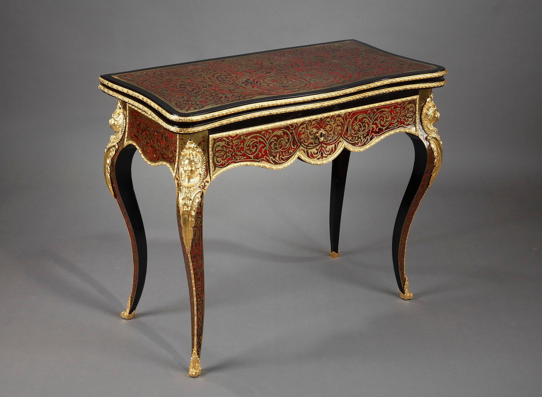 Louis XV Console and Game Table in Boulle Marquetry For Sale