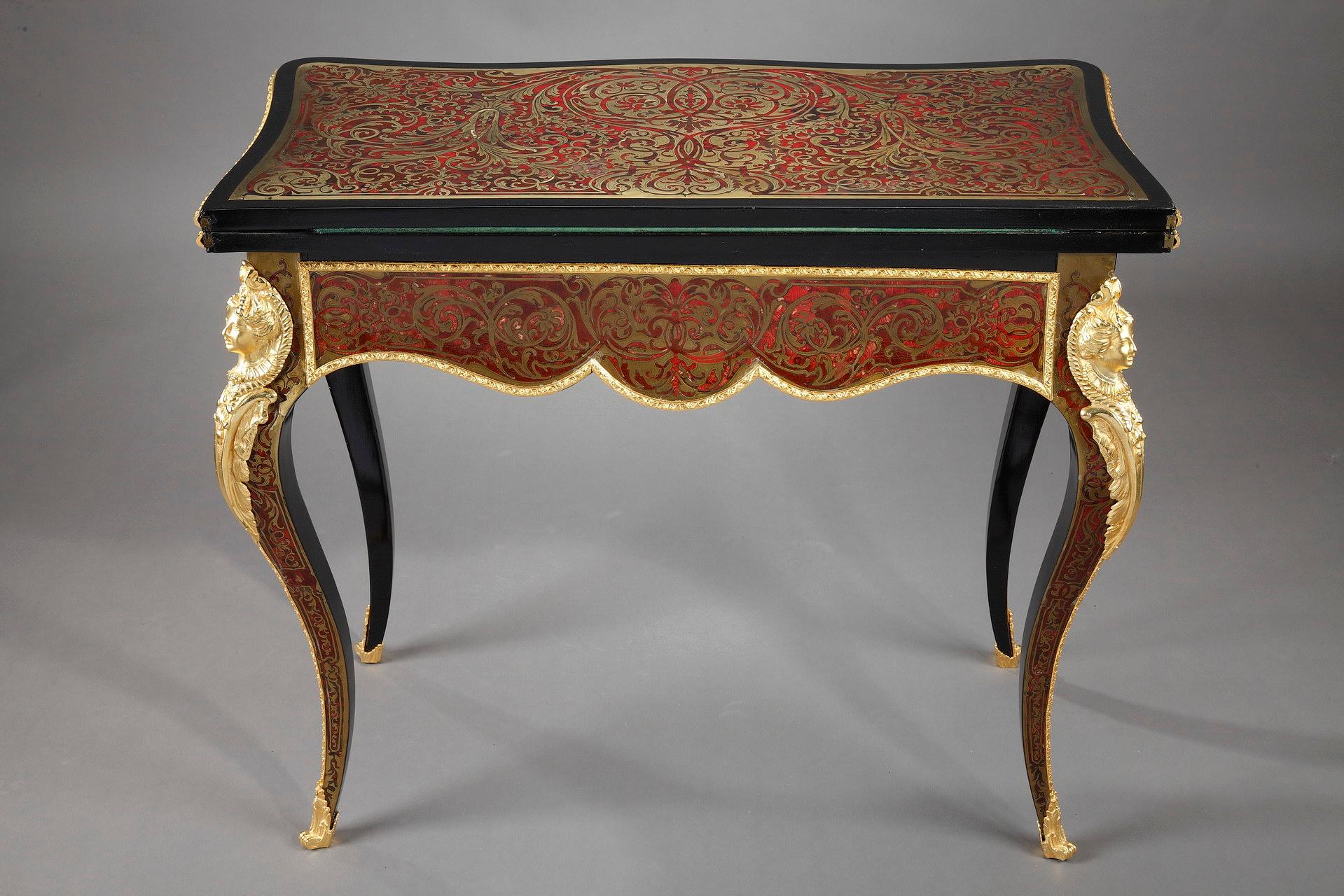 French Console and Game Table in Boulle Marquetry For Sale