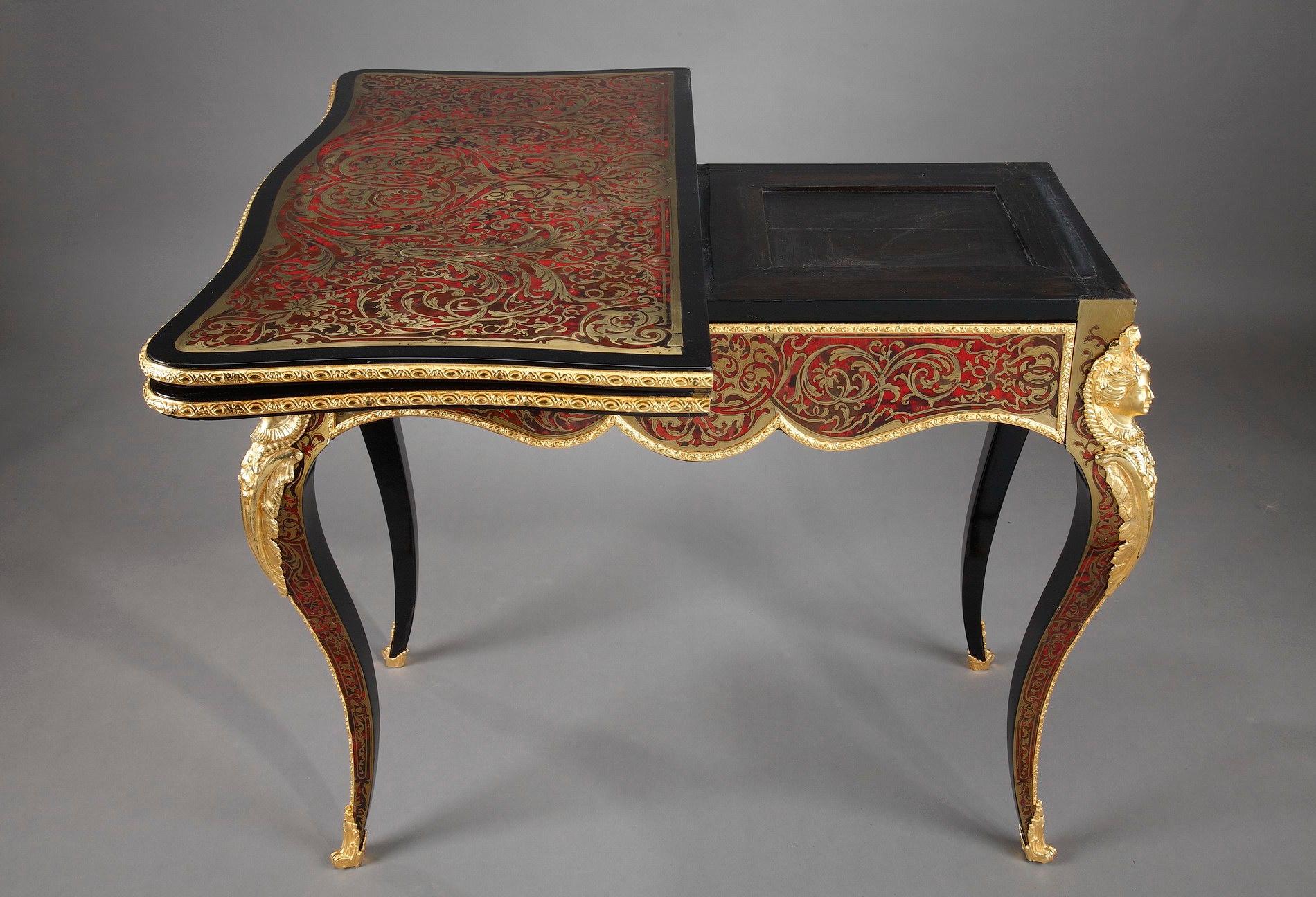 Console and Game Table in Boulle Marquetry In Good Condition For Sale In Paris, FR