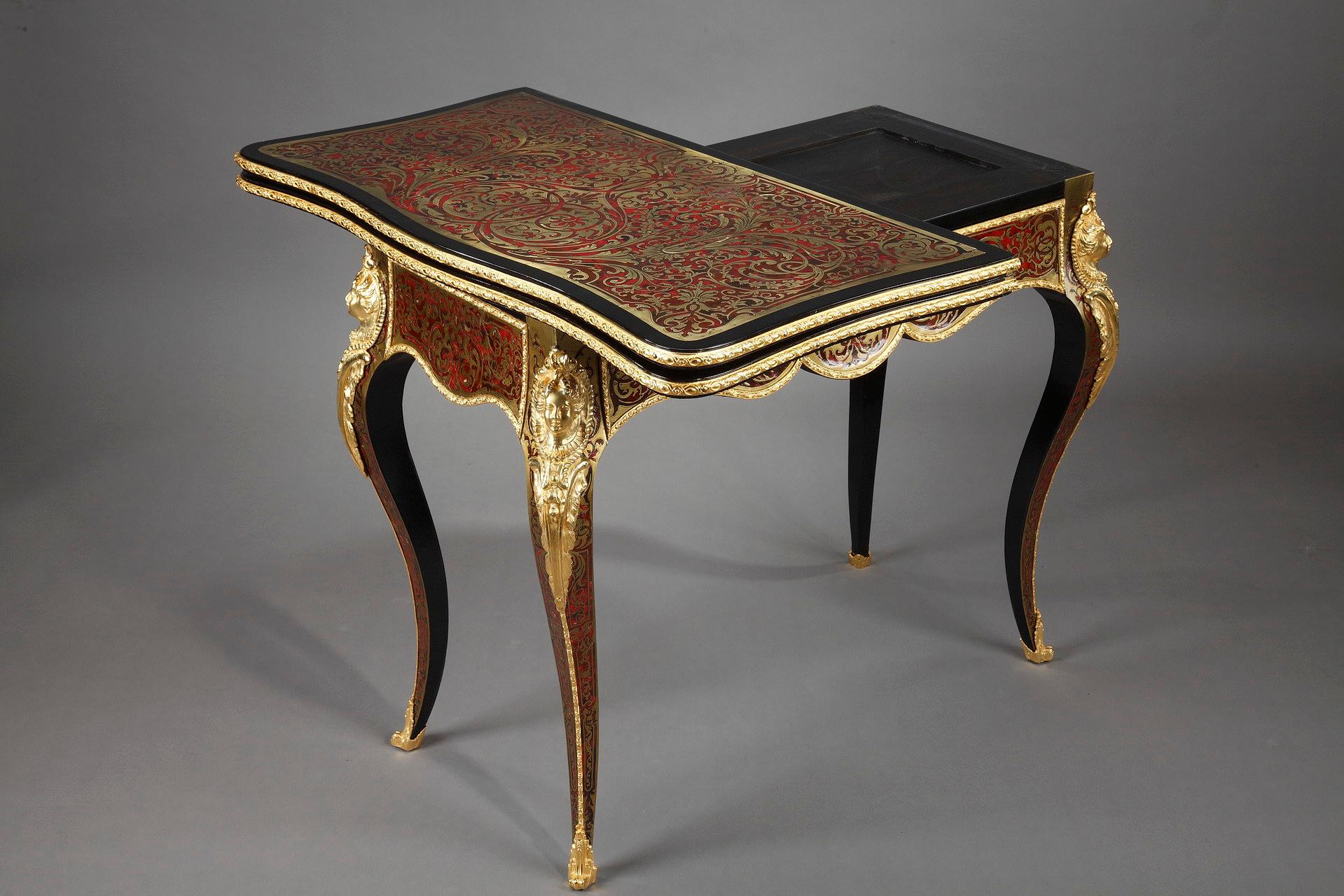 Late 19th Century Console and Game Table in Boulle Marquetry For Sale