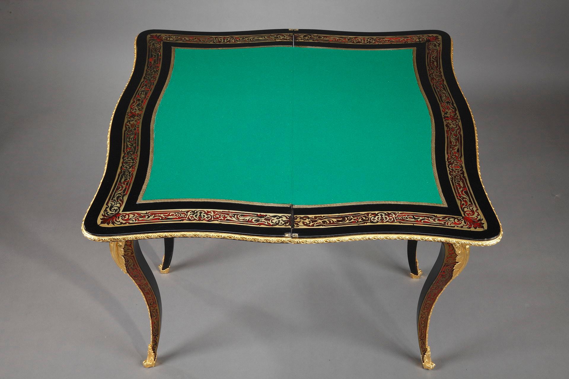Brass Console and Game Table in Boulle Marquetry For Sale