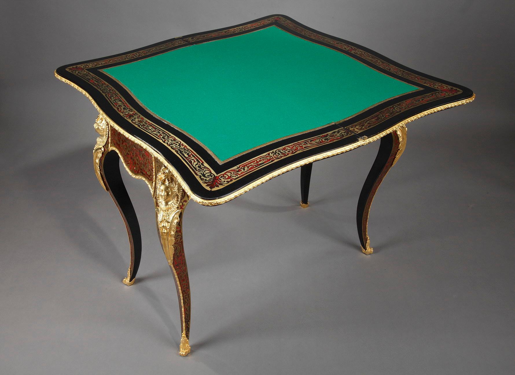 Console and Game Table in Boulle Marquetry For Sale 1
