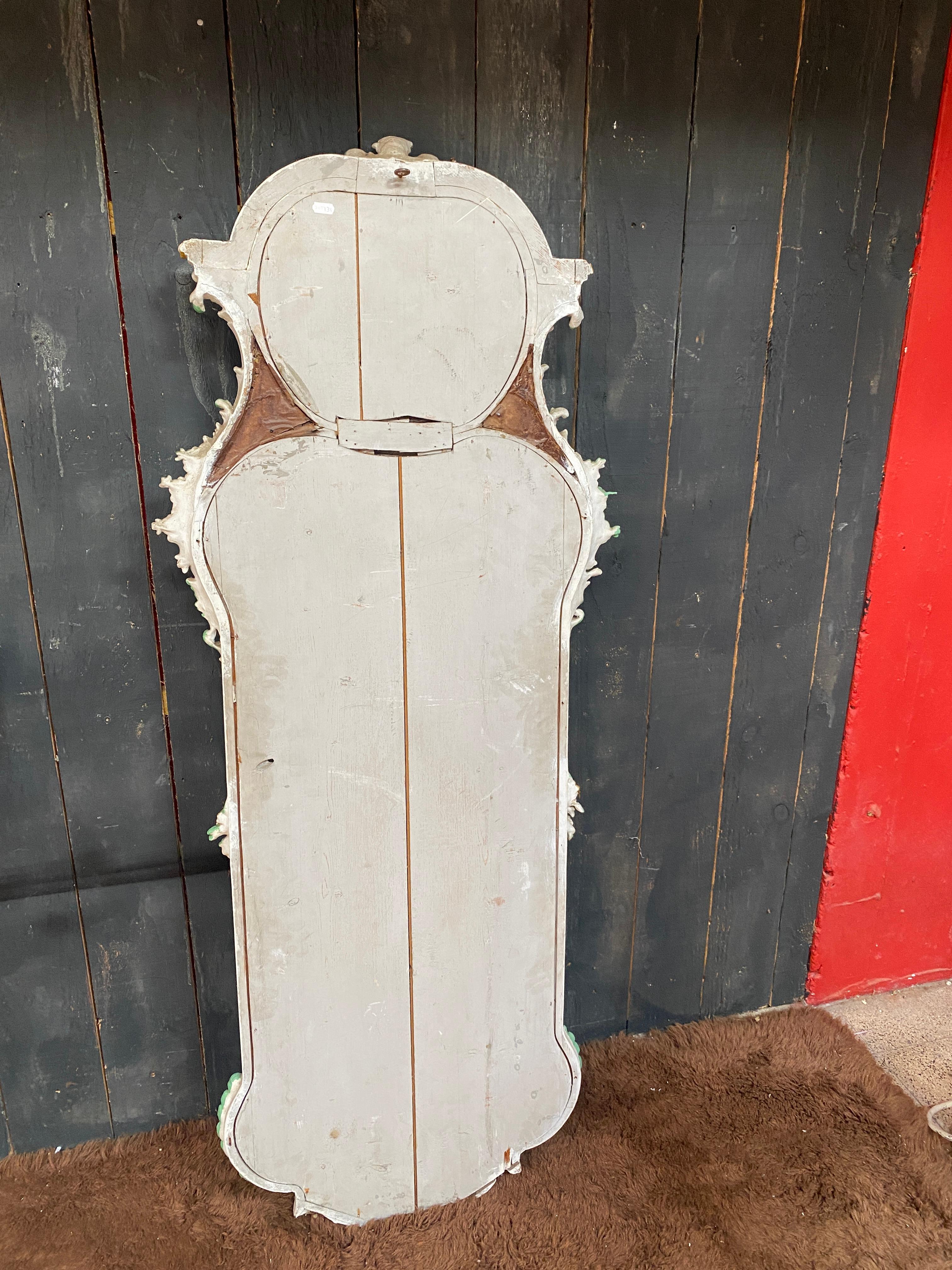 console e il suo specchio del XIX secolo in legno patinato e marmo del 1880 circa in vendita 7