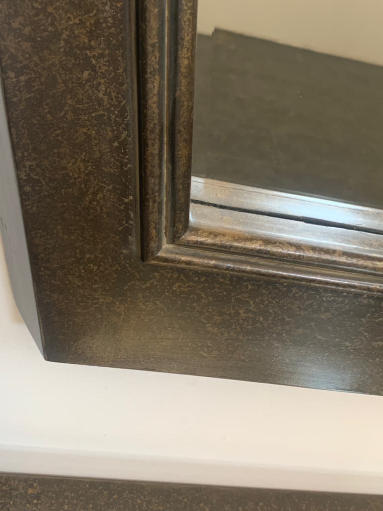Console et miroir avec détails en feuille de métal et bronze, années 1990, lot de 2 en vente 5