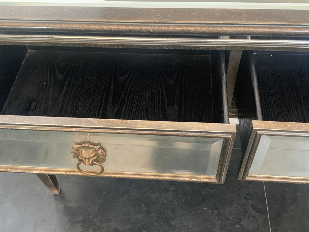Console and Mirror with Metal Leaf and Bronze Details, 1990s, Set of 2 For Sale 2