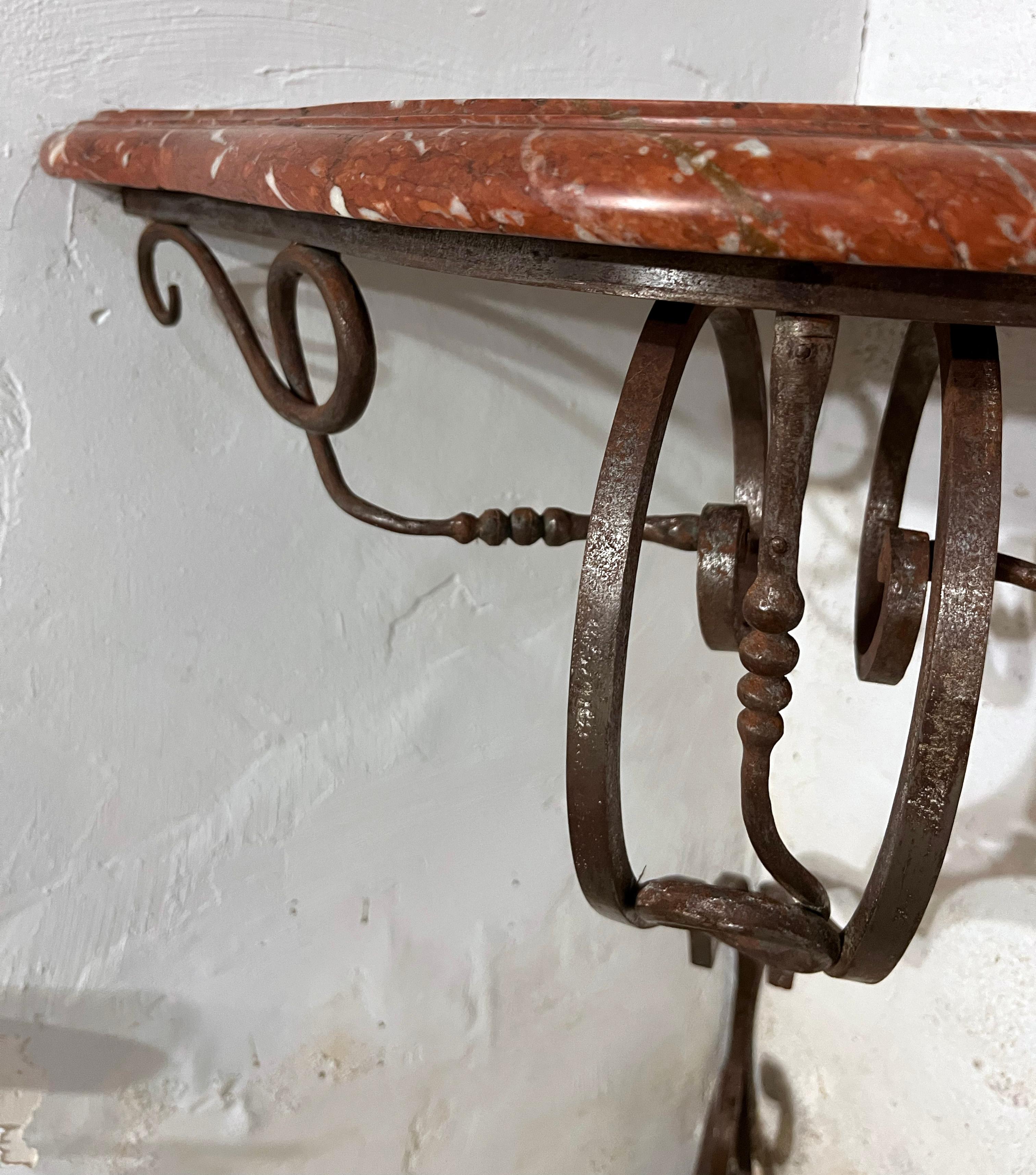 Wrought Iron Console angle For Sale