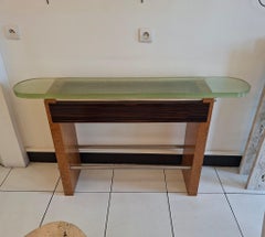 Console Art déco circa 1930, wood and saint gobain glass top