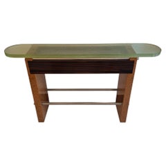 Console Art déco circa 1930, wood and saint gobain glass top
