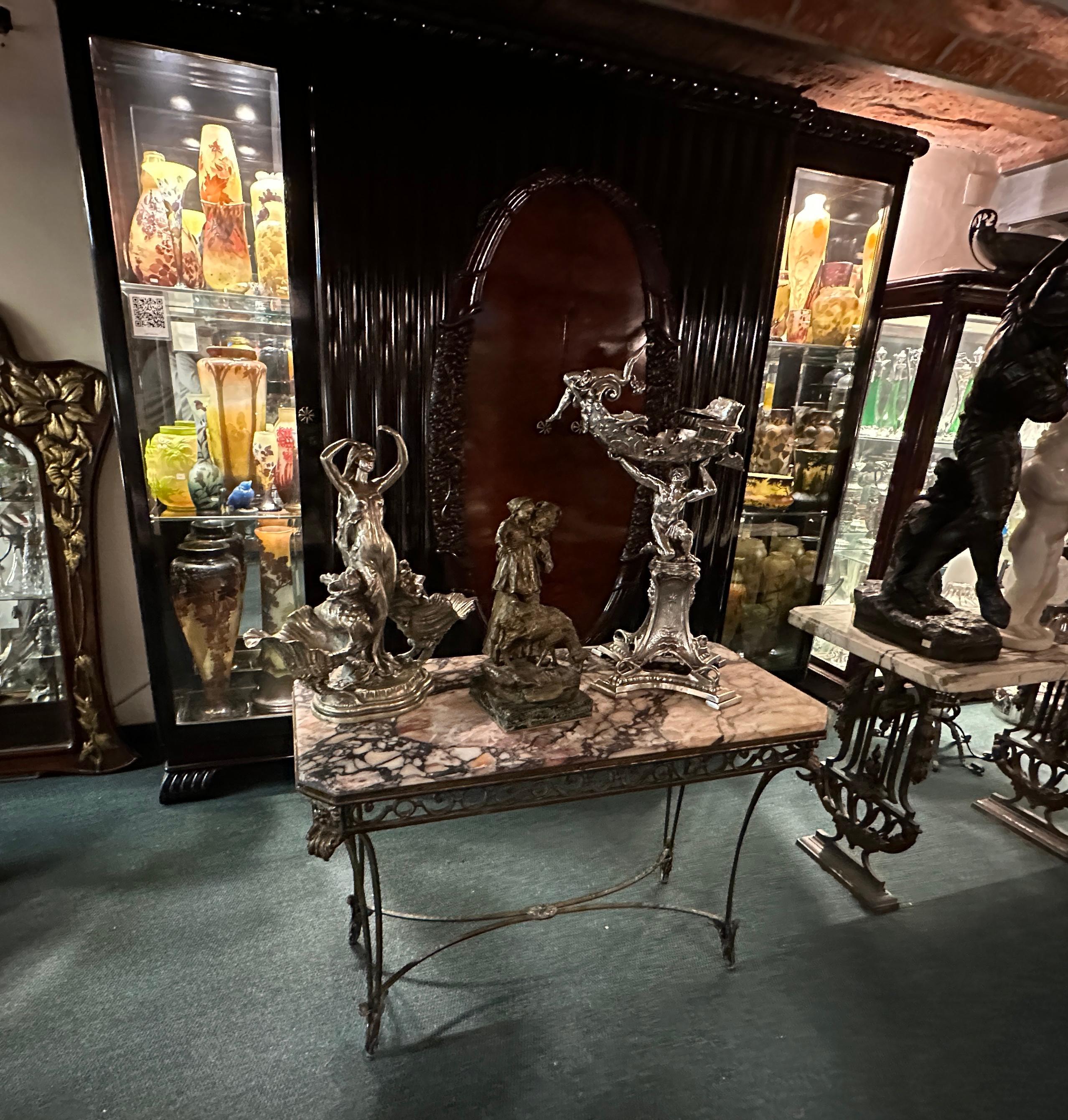Console Art Deco, France, 1940, iron and marble For Sale 8