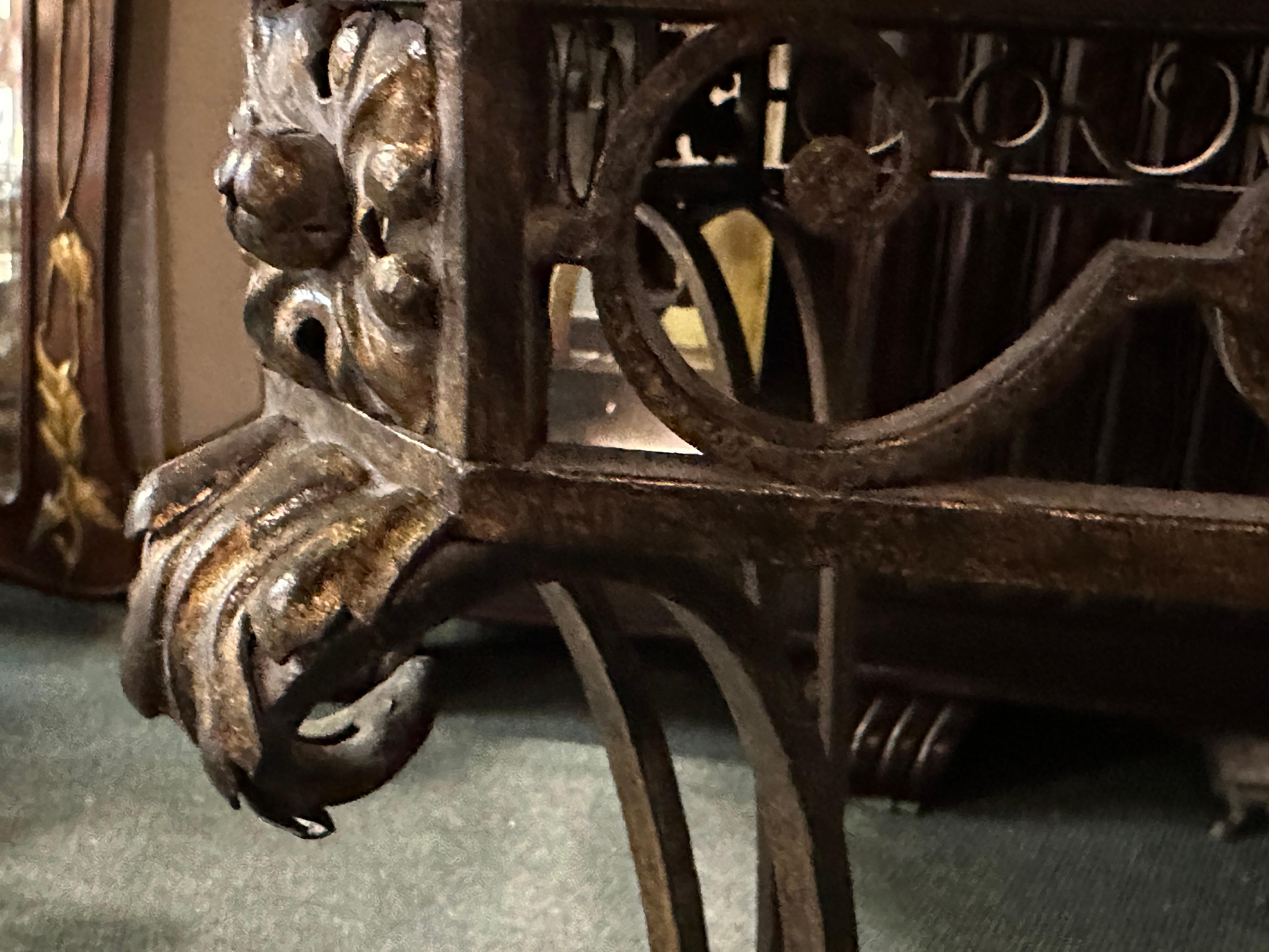 Mid-20th Century Console Art Deco, France, 1940, iron and marble For Sale