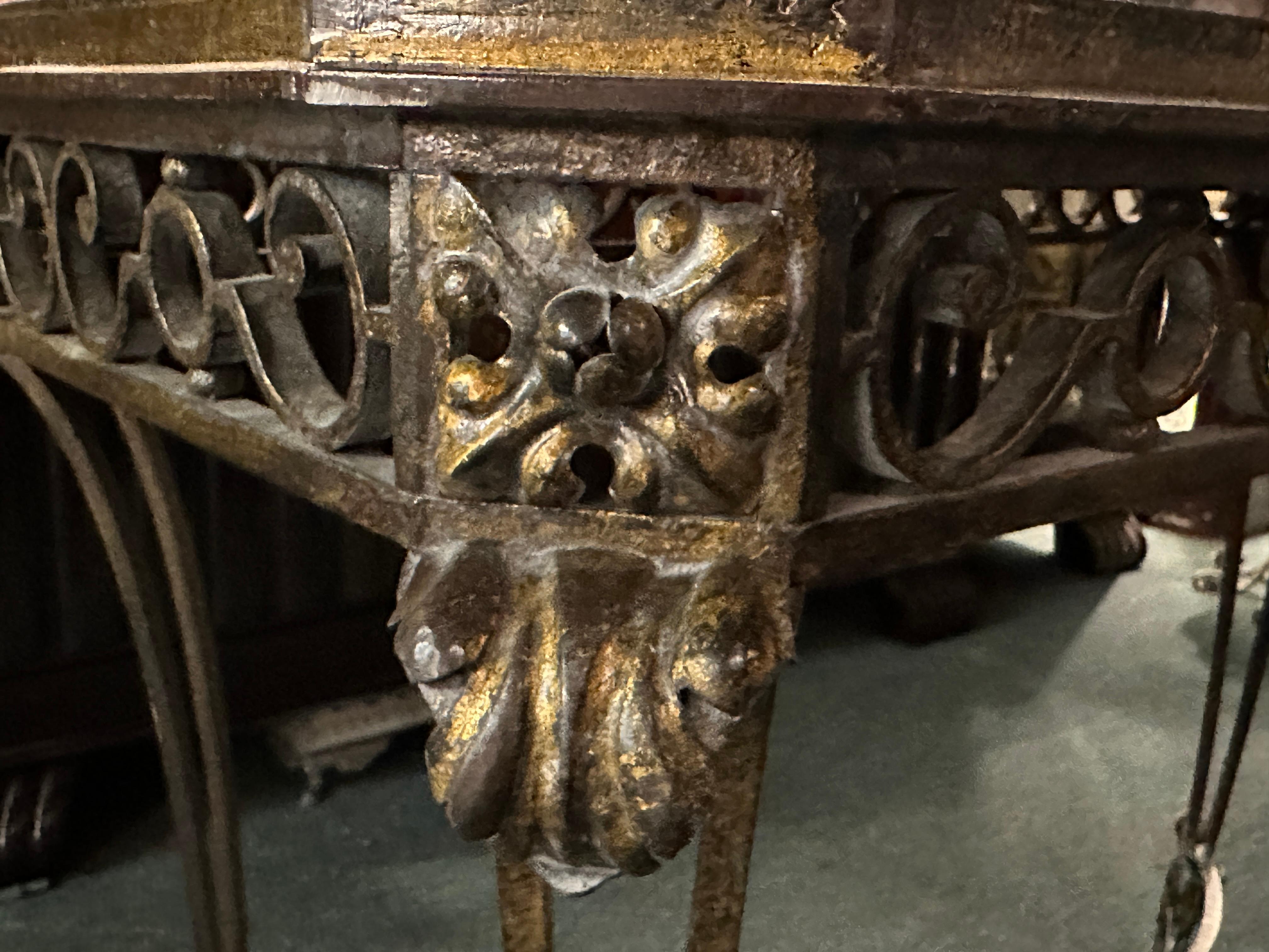 Iron Console Art Deco, France, 1940, iron and marble For Sale