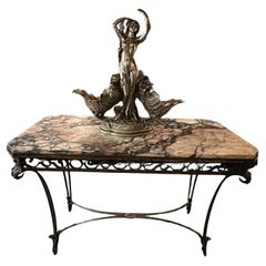 Console Art Deco, France, 1940, iron and marble