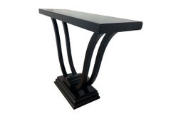 Console Art Deco Style in Black with Curved Legs