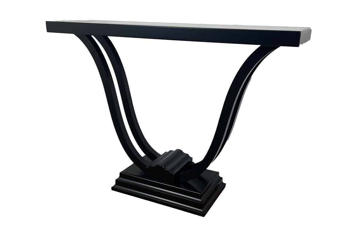 Contemporary Console Art Deco Style in Black with Curved Legs