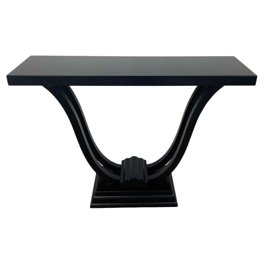 Console Art Deco Style in Black with Curved Legs