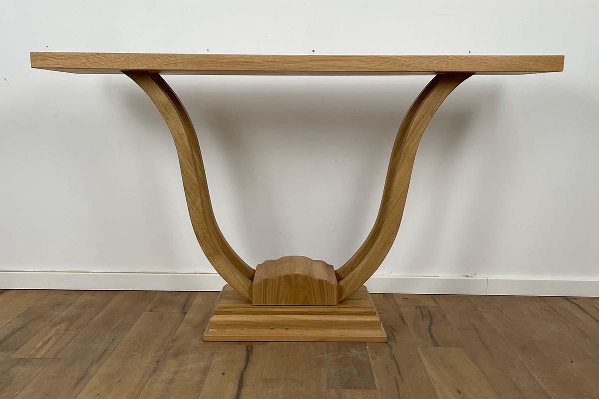 Contemporary Console Art Deco Style in oak with Curved Legs from Germany For Sale