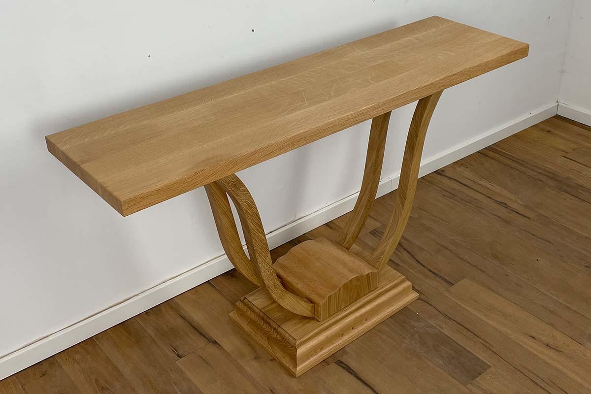 Oak Console Art Deco Style in oak with Curved Legs from Germany For Sale