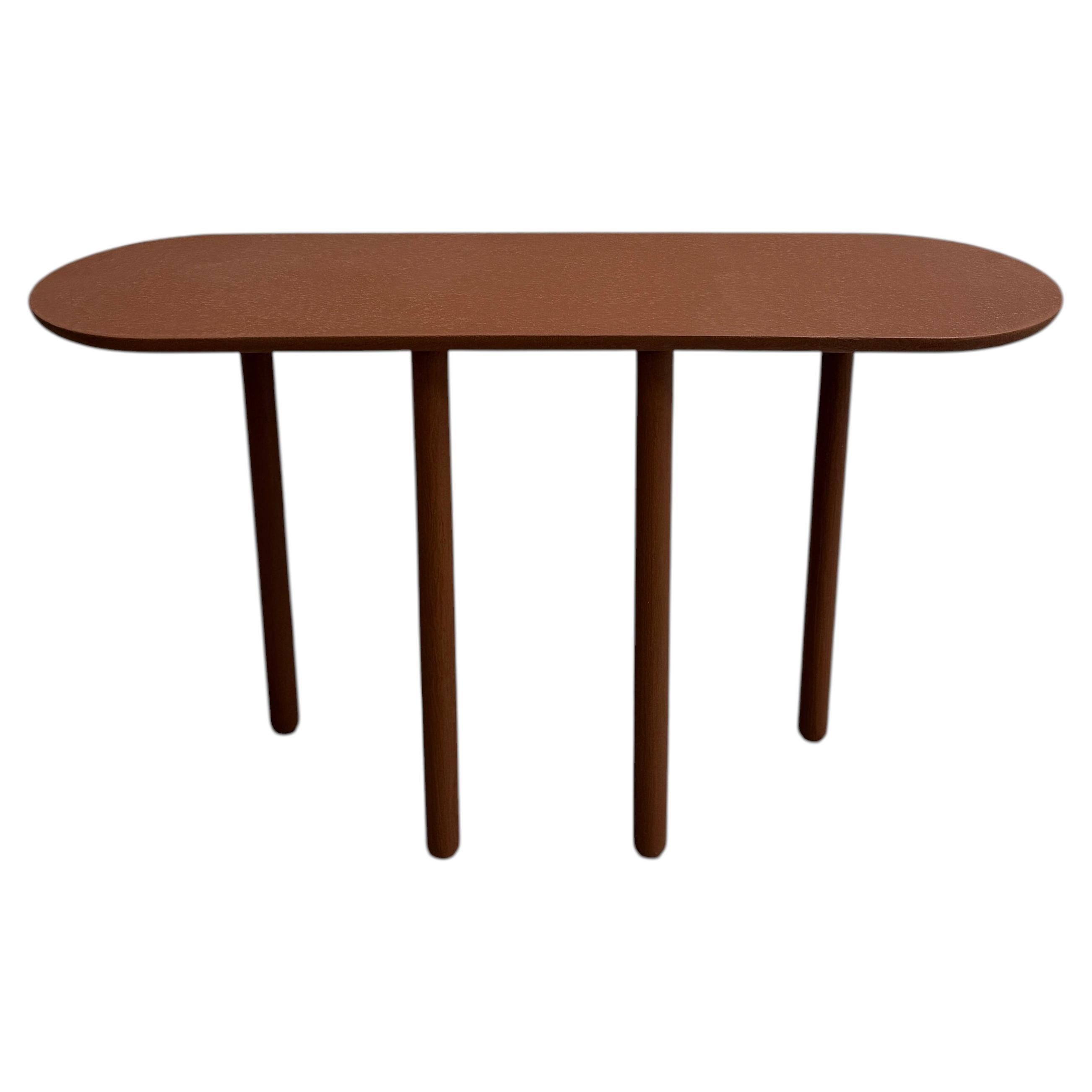 Console, Asymmetrical Leg Design, Brick Wood Concrete Spatula Finish, Italy For Sale