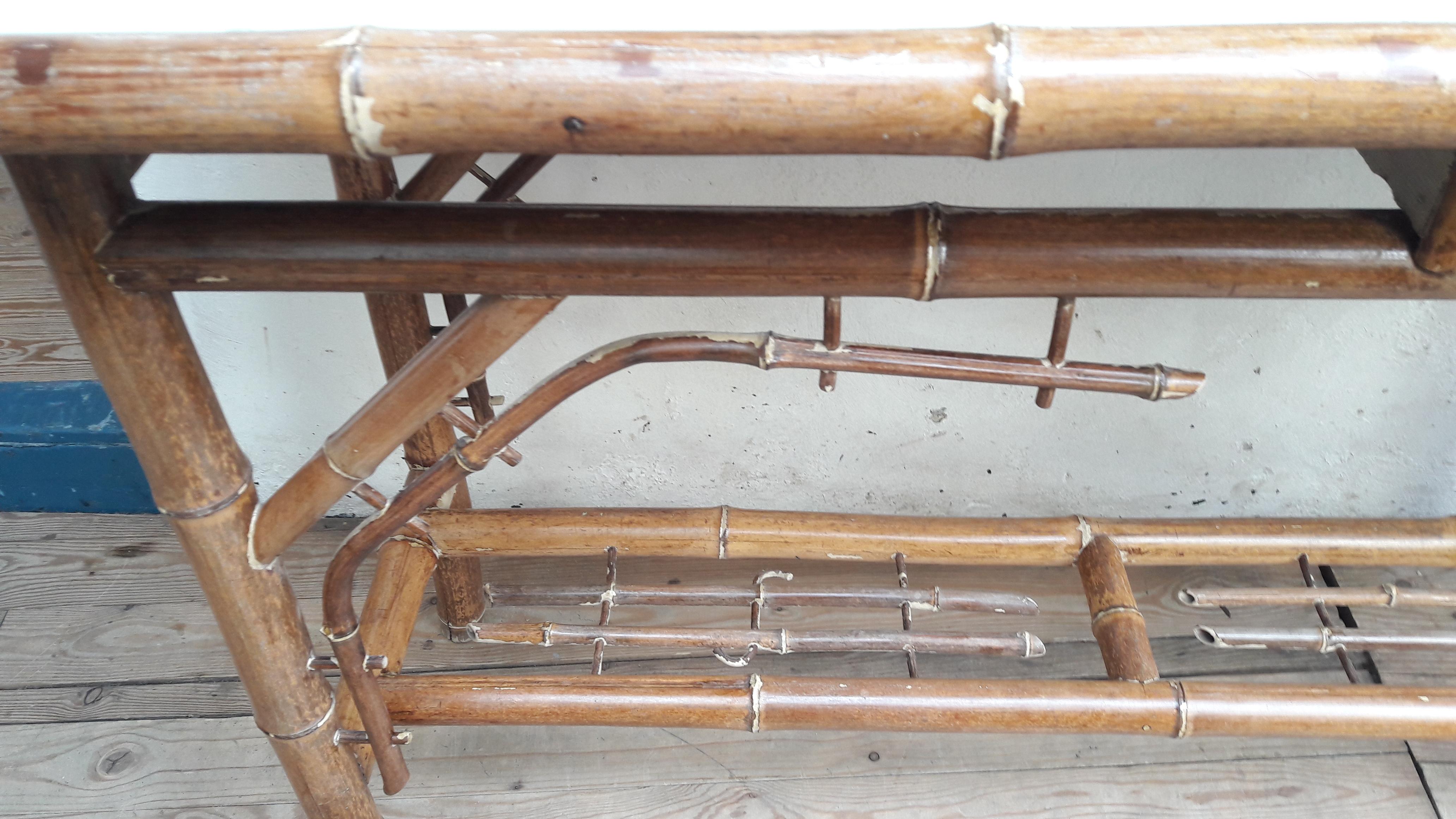 Console Bamboo Table, 20th Century In Fair Condition For Sale In Antwerp, Antwerp