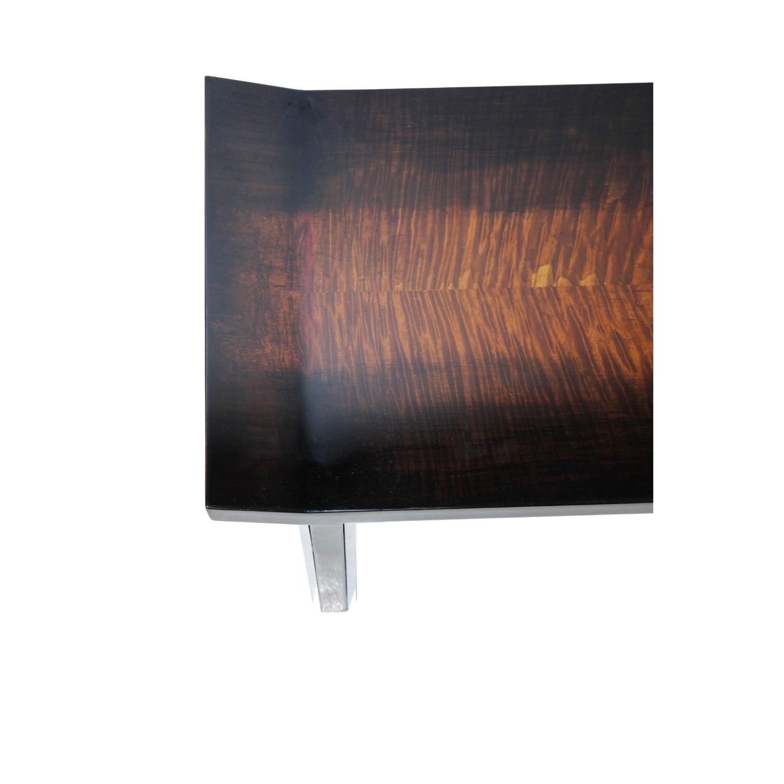 Chinois Banc console en Wood Wood Wood dégradé Golden Phoebe et métal poli par Artempo en vente