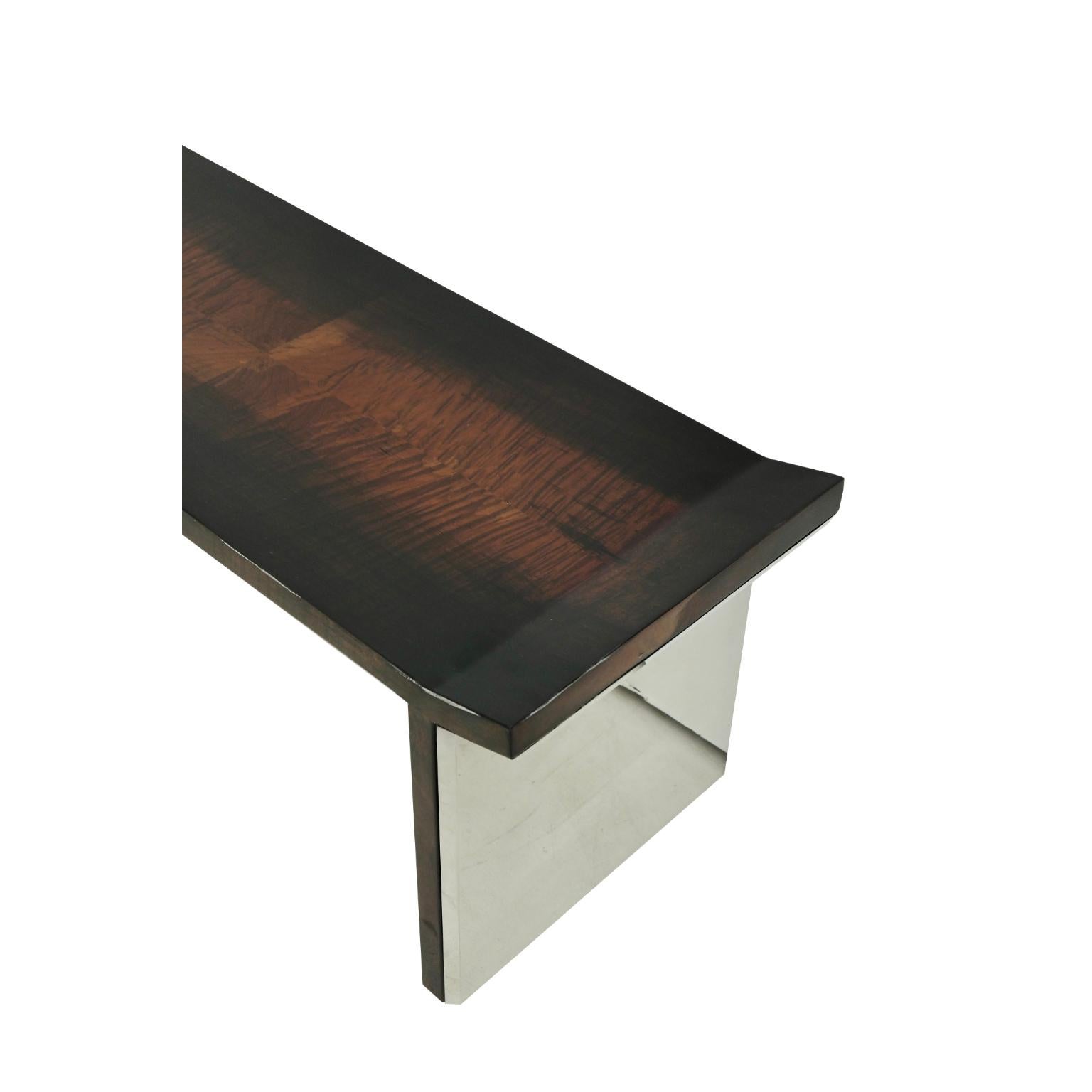 Banc console en Wood Wood Wood dégradé Golden Phoebe et métal poli par Artempo Neuf - En vente à Geneve, CH