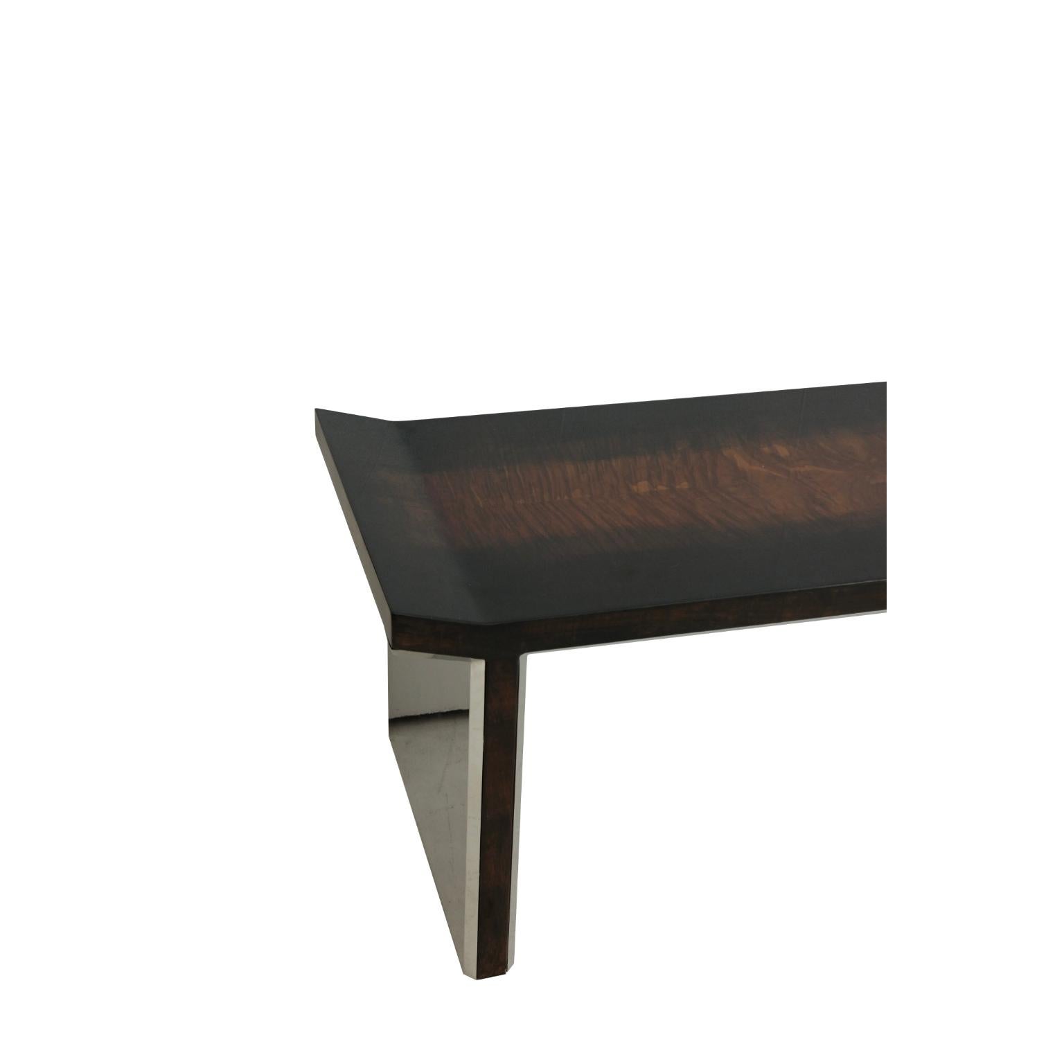 XXIe siècle et contemporain Banc console en Wood Wood Wood dégradé Golden Phoebe et métal poli par Artempo en vente