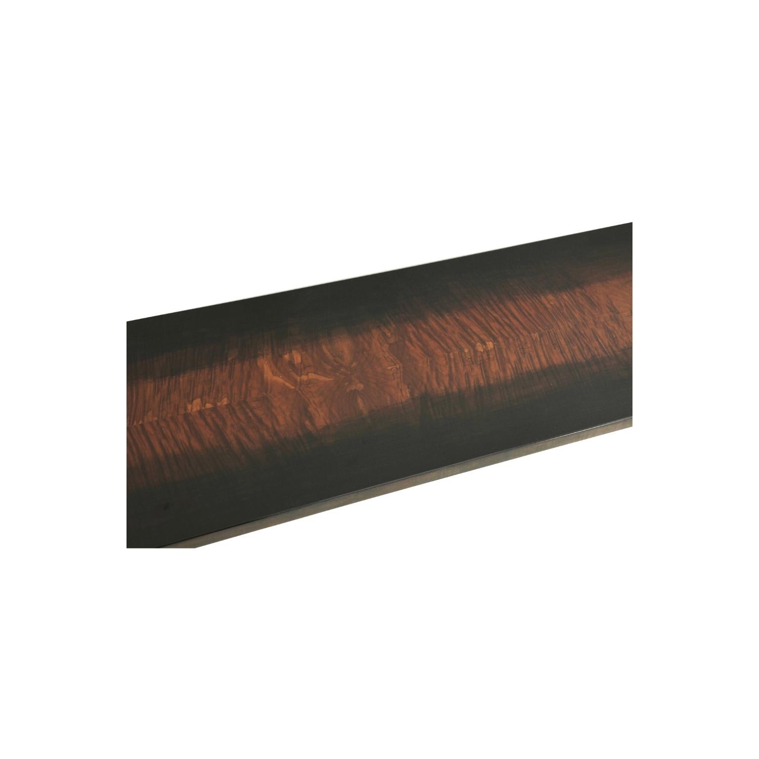 Bois Banc console en Wood Wood Wood dégradé Golden Phoebe et métal poli par Artempo en vente