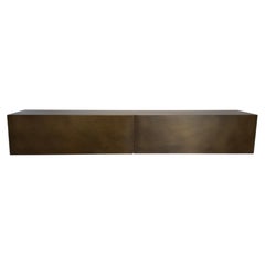 Console, Brass Front, Stainless Steel Structure, Oak Interior, Wall-Hung, Italy
