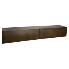 Console, Brass Front, Stainless Steel Structure, Oak Interior, Wall-Hung, Italy