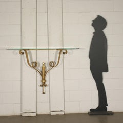 Console en fer forgé laiton et verre, Italie, années 1950