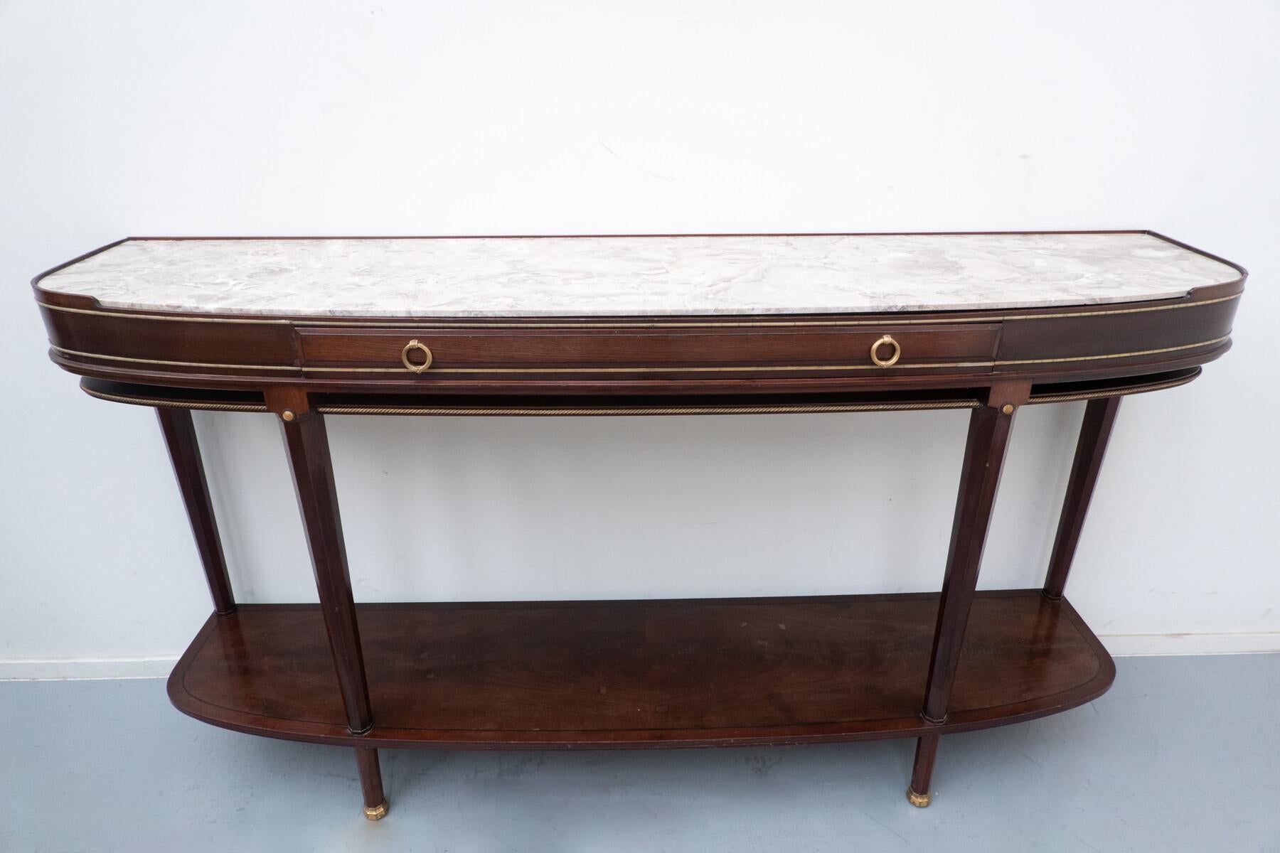 Console by Alban Chambon, Mahogany and Marble, 1900s In Good Condition For Sale In Brussels, BE